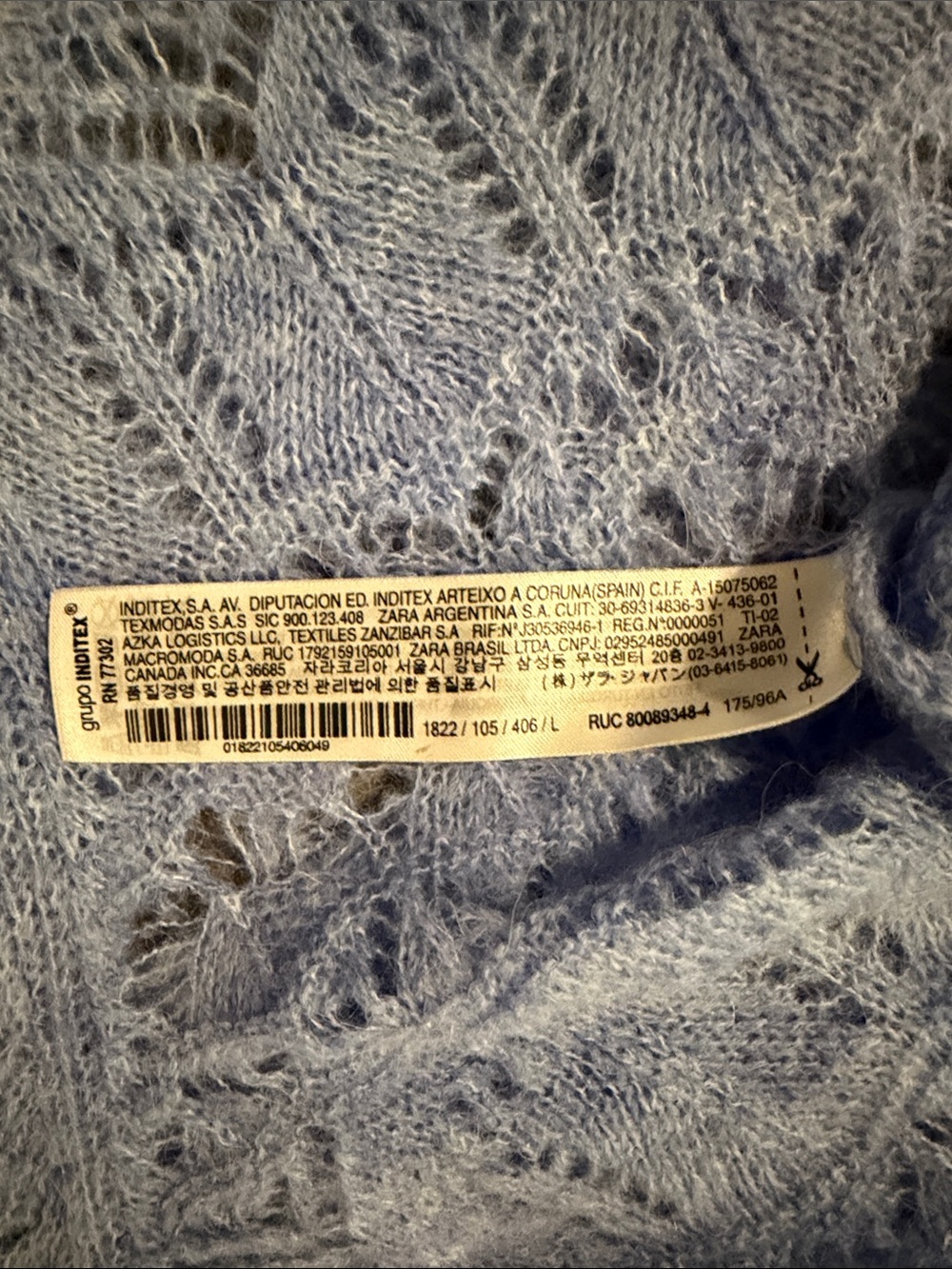 Zara Pale Blue Lace-Open Knit Crewneck Sweater - Picture 6 of 6